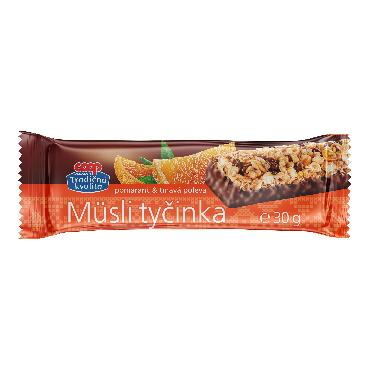 COOP Muesli ploščica pomaranča s temnim prelivom 30g TK
