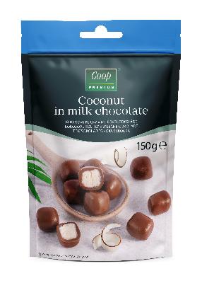 COOP Kokosove kocke v mlečni čokoladi 150g Premium